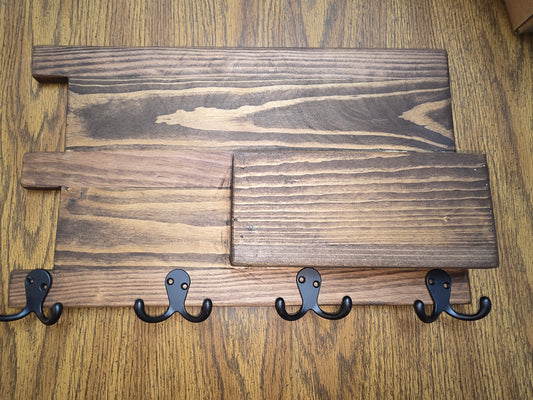 Rustic Wooden Mail & Key Holder – Wall Mounted Organizer
