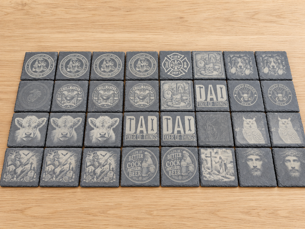 Custom Engraved Slate Coasters - Set of 4